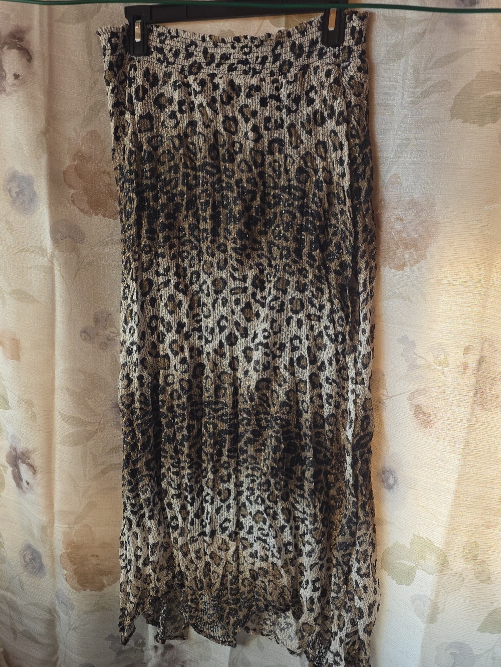 Reba Leopard-Print Pleated Maxi Skirt in Beige & Black